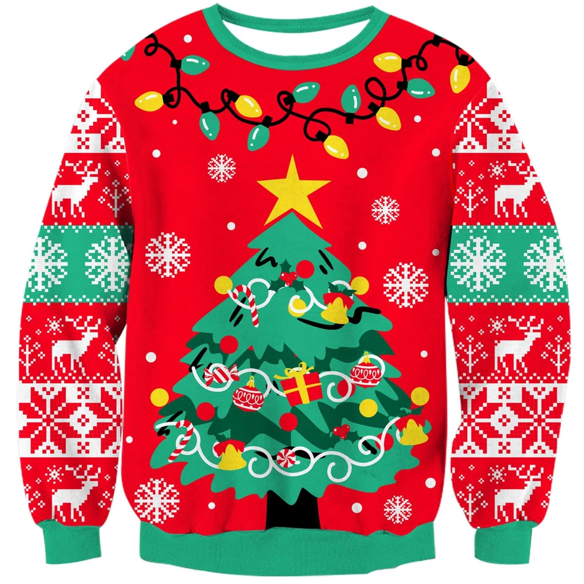 Kids4ever Boys Girls Sweater Christmas Tree Graphic Knitted Jumper Long Sleeve