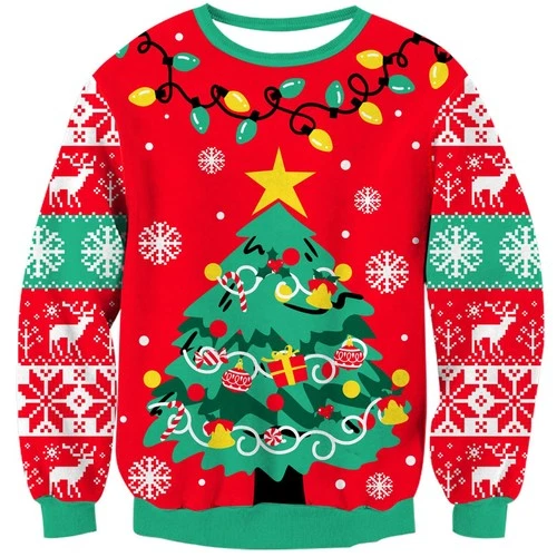 Kids4ever Boys Girls Sweater Christmas Tree Graphic Knitted Jumper Long Sleeve