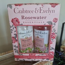 NEW Crabtree Evelyn Rosewater Shower Gel Body Lotion Set 16.9 Fl Oz Rose