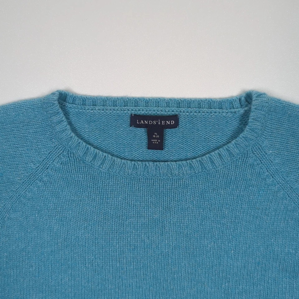 Lands End Wool Cashmere Angora Sweater Womens XL 18-20 Turquoise Super Soft USA - Image 3 of 4
