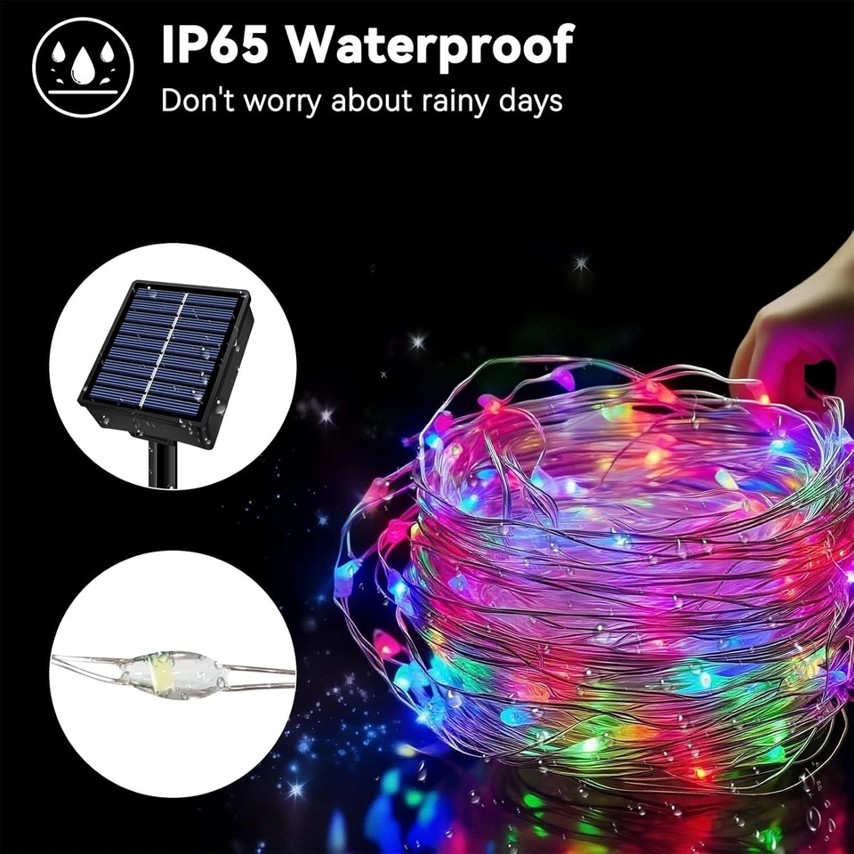 LED Solar Rope Lights String Outdoor Christmas Garden Decor (66Ft Multicolor) - Image 4 of 4
