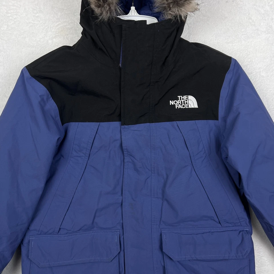 The North Face McMurdo Parka Jacket Boys Large Blue 600 Down Fill Fur Hooded - Image 2 of 4