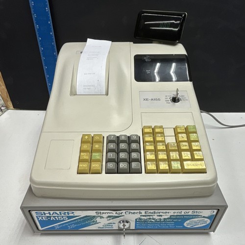Sharp XE-A155 Cash Register, Manager Key and Cash  Tray -TESTED WORKING 