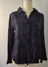 Rails M Hunter Plaid Shirt Black Rayon Button...