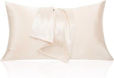 2x Satin Pillowcase for Hair Skin Similar to Silk, Queen Size 20x30" Champagne