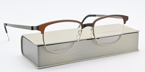 LINDBERG Brille 9802 48-18 135 10 Strip Titanium Viereck Browline Braun Leicht M - Picture 2 of 15