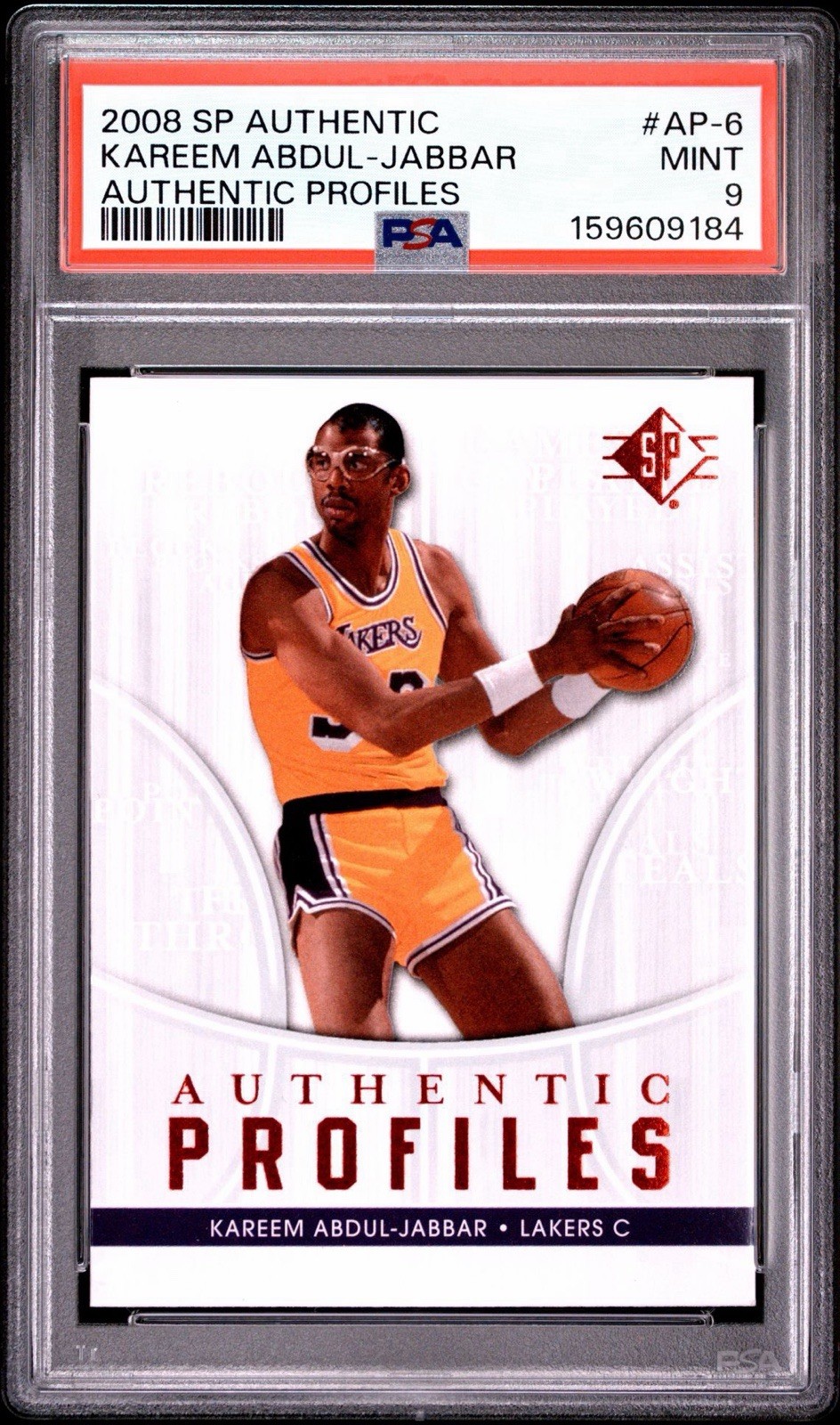 2008-09 SP Authentic Profiles Kareem Abdul-Jabbar #AP-6 PSA 9 Lakers HOF view 1