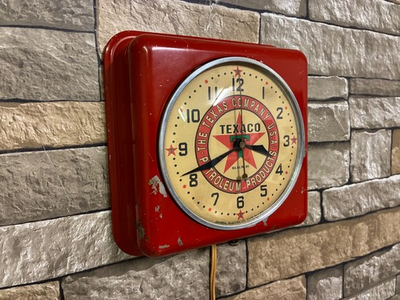 #ad VTG 1950’s GE TEXACO OIL OLD GAS STATION DINER ADVERTISING WALL CLOCK SIGN GLOBE $379.95