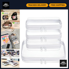 4 Pack Clear Zipper Pouches - Hard Shell Storage Cases for Travel  Organization
