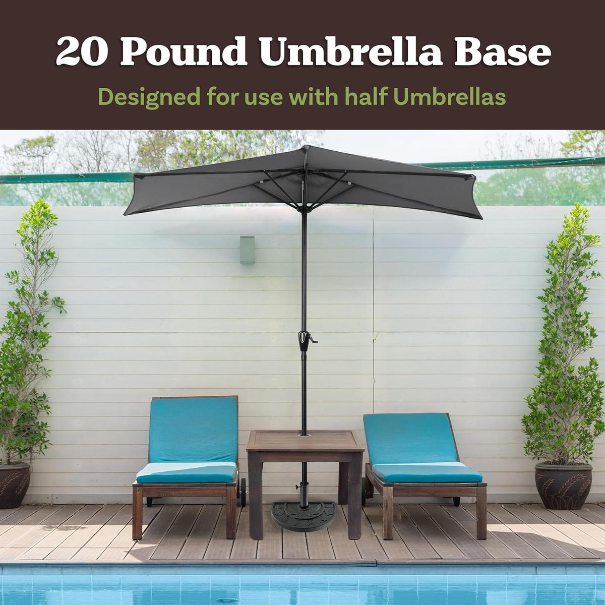 half round patio umbrella base heavy-duty outdoor stand 20lbs black Us Weight 20 lb round umbrella base is ideal for holding your umbrella securely and evenly in place Outsunny 20 Lbs Resin Half