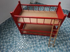 Puppenbett Stockbett mit Leiter Holz Rot 70er