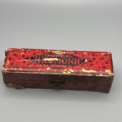 Vintage Super Chromonica Mundharmonika - M Hohner mit Originalkarton, Germany 20er Jahre