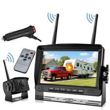 1080P Wireless RV Backup Camera 7" DVR Monitor Zoom for Truck Trailer Motorhome