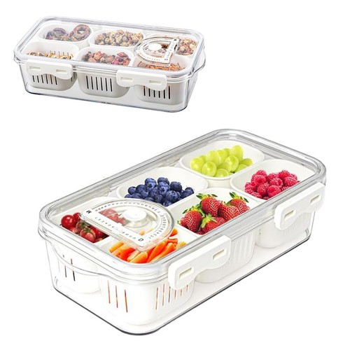 Fruit Serving Trays with Lid Divided Veggie Tray Snack Serving Platter Vegeta...