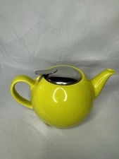 Ceramic Teapot Tea Pot Lime Green Metal Lid