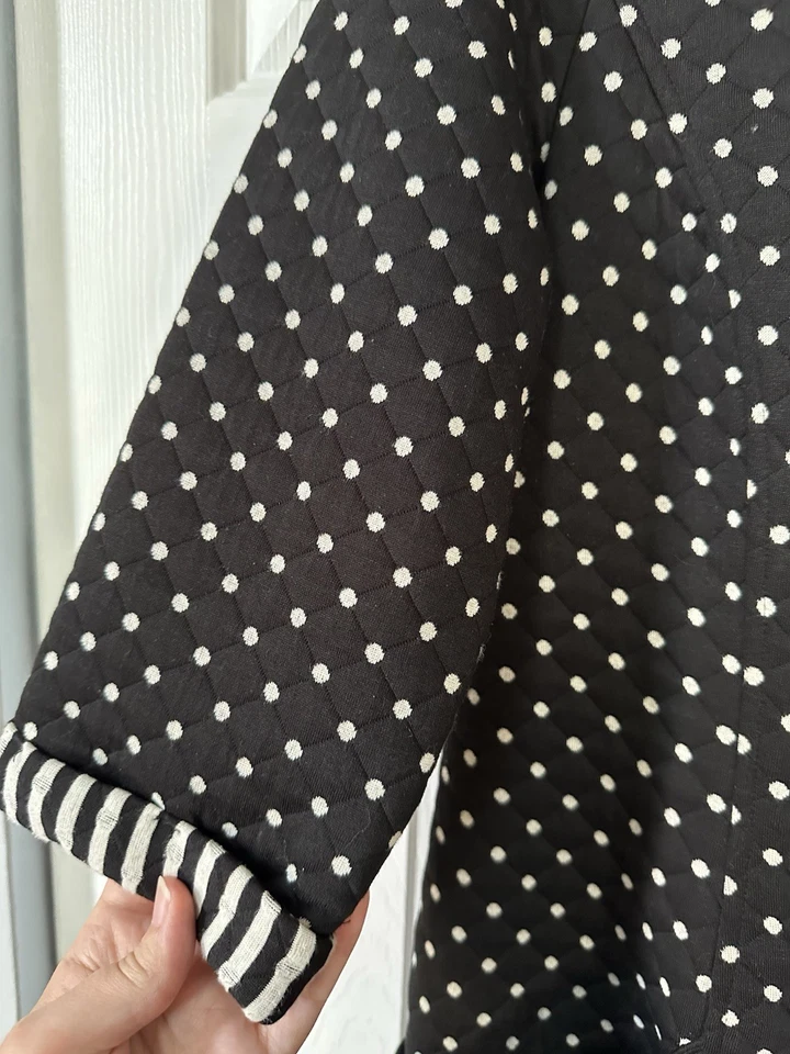 Vestido acolchado BODEN para mujer 12 días lunares negro dorado cremallera manga 3/4 Foto 3 de 4