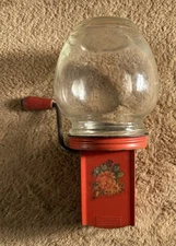 Vintage Hazel Atlas Nut Chopper Grinder 5935 Glass Metal Orange Floral Decal 