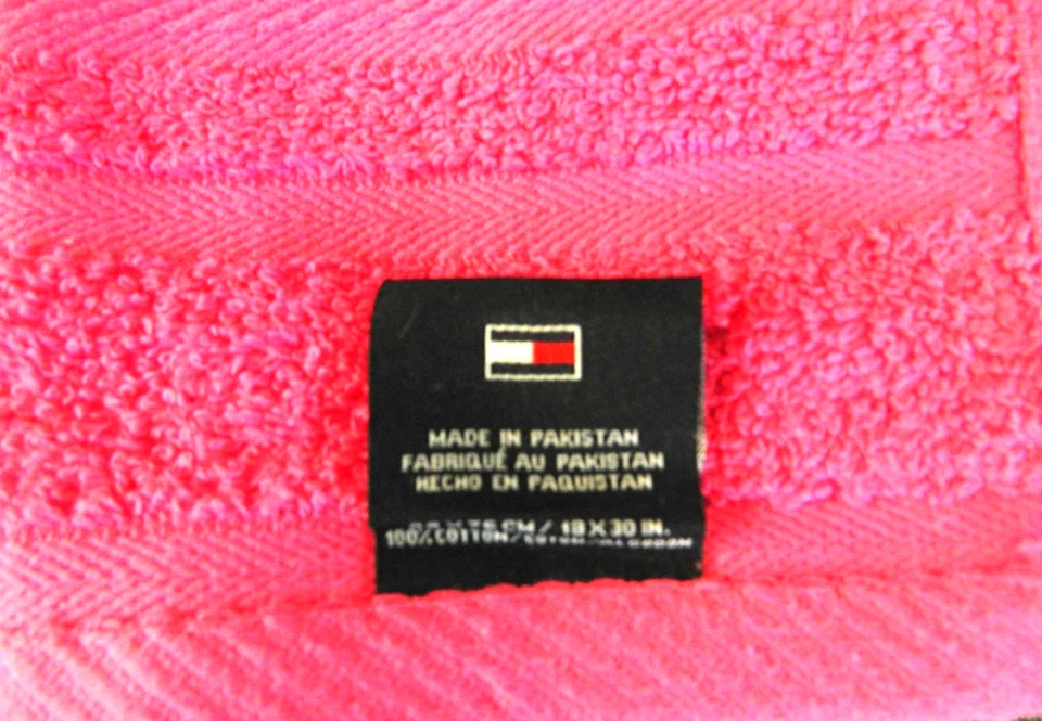 Tommy Hilfiger Toallas de Mano Nuevo Rosa Caliente Chicle Algodón NUEVO SIN ETIQUETAS Lote de 2 Foto 2 de 3