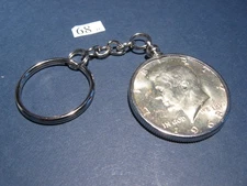 Key chain bezel w/ 1968 KENNEDY 40% Silver JFK Half Dollar 50c - GREAT GIFT!