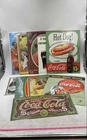 Vintage Coca- Cola Multicolor Hot Dog Soda Tin Litho Signs Lot Of 10