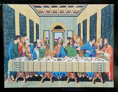 The Last Supper   Mosaic Artwork | Handcrafted Micro-Mosaic | 26x34 in | Wooden