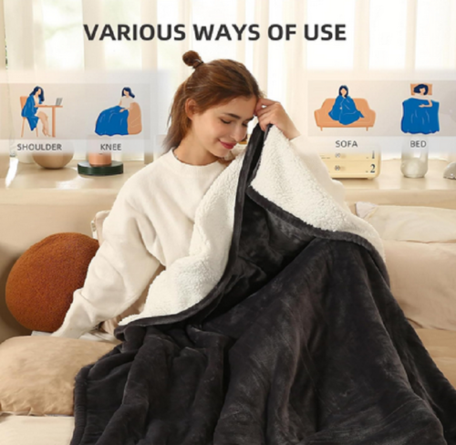 ESTINGO Electric Heated Blanket Full Size 72" x 84" Dark Gray New, Sealed - Afbeelding 1 van 6