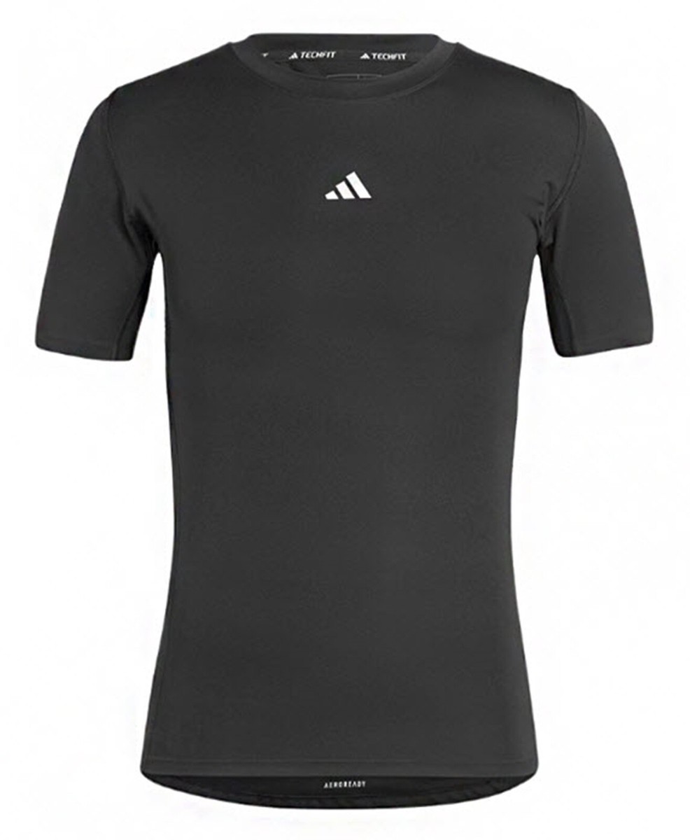 【BLACK】テック Tシャツ Adidas Men Tech-Fit Compression T-Shirt Run Black GYM Tee Jersey