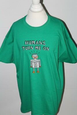 Gildan Size XL Humans Turn Me On T-Shirt Green Unisex
