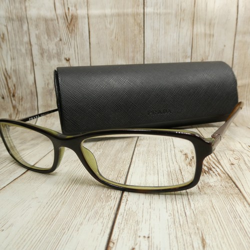 Prada Brown Olive Green Eyeglasses FRAMES w/Case VPR 04F 5AY-1O1 53-16-135 Italy - Picture 20 of 20
