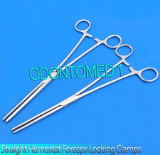 New Set of 2 Pairs 8" Straight Hemostat Forceps Locking Clamps - Stainless Steel