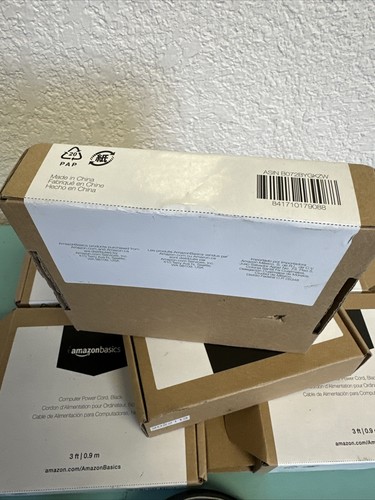 Lot of 6 Amazon Basics Computer Power Cord Black 12ft Free Shipping - 第 3/4 張圖片