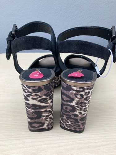 NEW GEOX RESPIRA BLACK SUEDE/LEOPARD PRINT PLATFORM HIGH BLOCK HEEL SANDALS 3UK - Picture 6 of 12