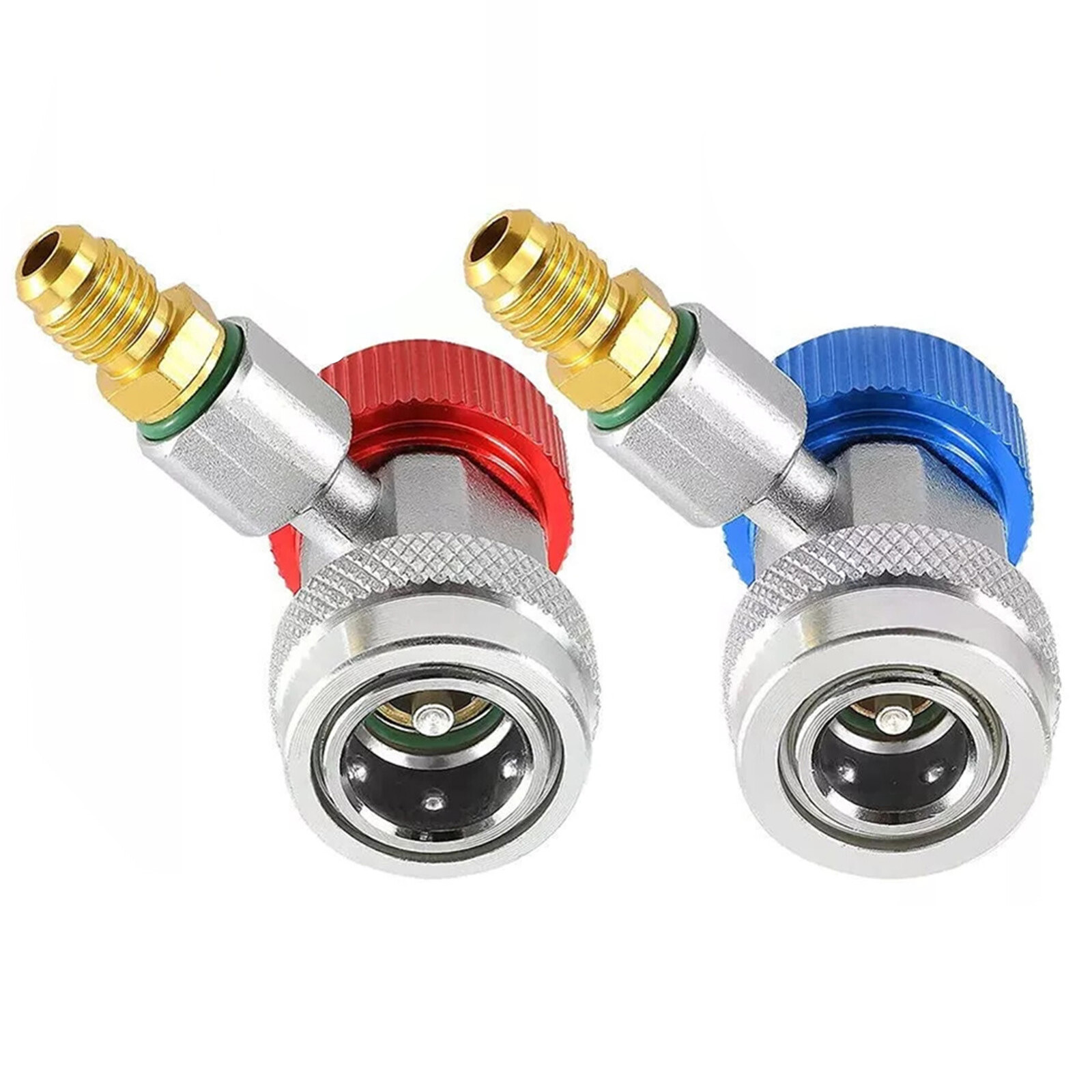 2PCS A/C R134A Quick Coupler Adapter Car High&Low Side HVAC SAE Male Flare Parts