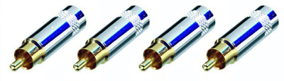 4 Pack Neutrik Rean NYS352G RCA Cable Connector Plug in Gold Large Nickel Handle