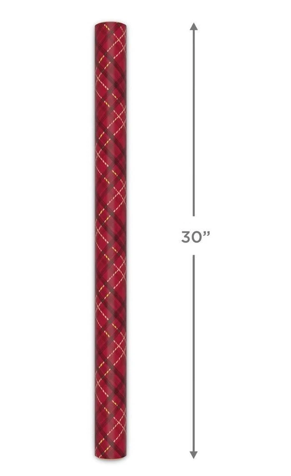 Hallmark Wrapping Paper Dark Red Plaid 35 sq ft Roll Holiday Gift - Image 4 of 4