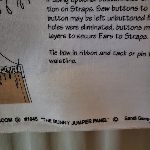 Daisy Kingdom Clothesline Bunny Jumper Fabric Panel Craft Project #1945 - Picture 5 of 7