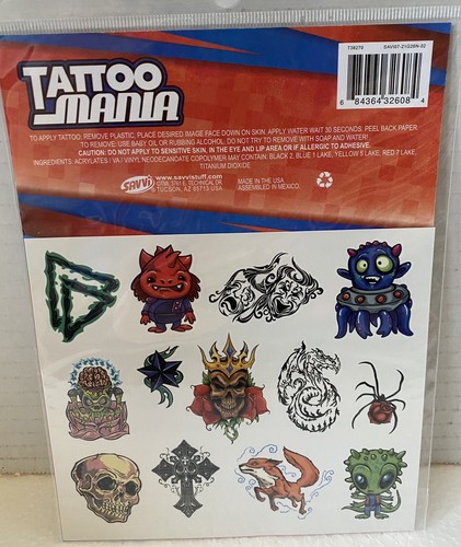 Tattoo Mania One Pkg 25 Total Temporary Tattoos Parental Guidance - Picture 2 of 6