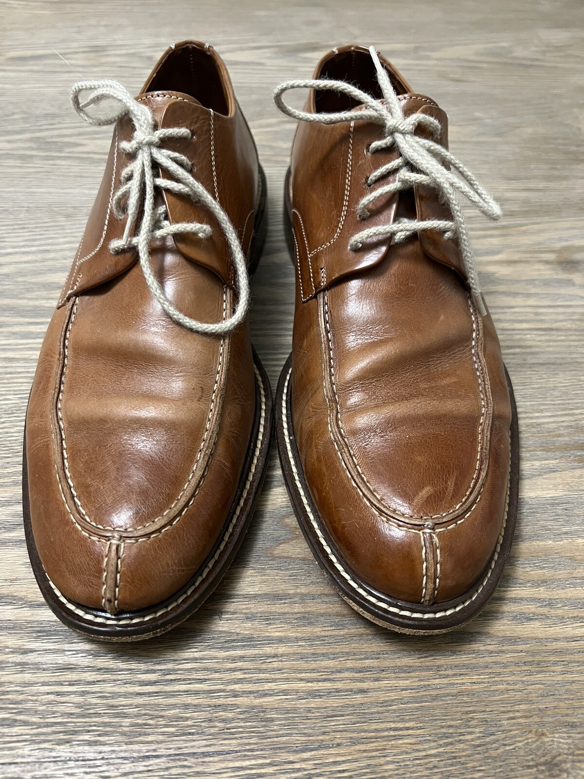 SAOLA Scarpe stringate Johnston & Murphy uomo 10 5 M London marrone chiaro vintage anni '90 usate in ottime condizioni