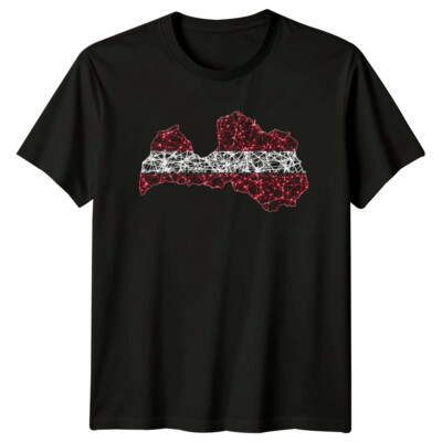 Lettland Karte Flagge Geographie Herren T-Shirt Damen Tee Grafik Unisex Top