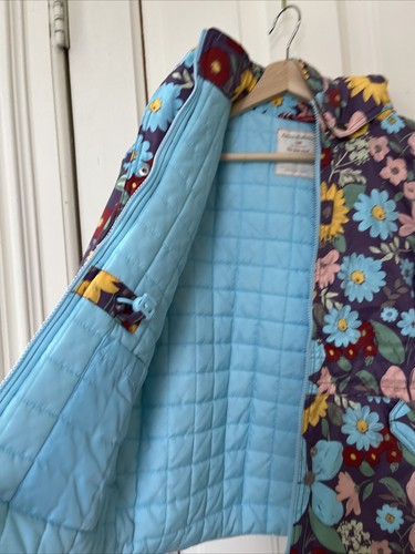 Hanna Andersson Journey's End Blue Set Floral 130 Coat Ski Jacket Mitten Gloves - Picture 5 of 7