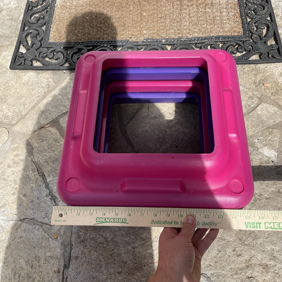 Лот из 4 оригинальных аэробных стояков The STEP Health Club размер 16 x 16 дюймов розовый фиолетовый - Изображение 3 из 4