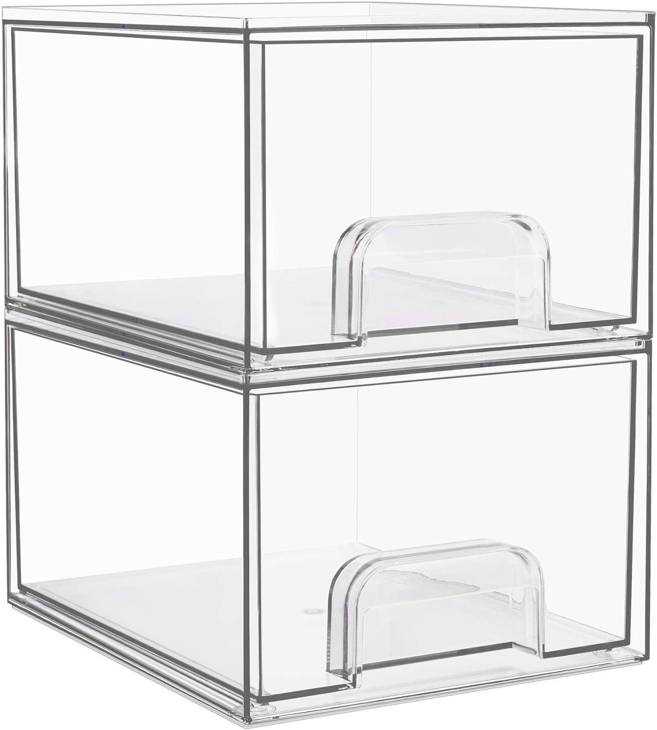 Vtopmart 2-Piece Clear Stackable Acrylic Drawers for Bathroom Storage 4.4 Inches Tall