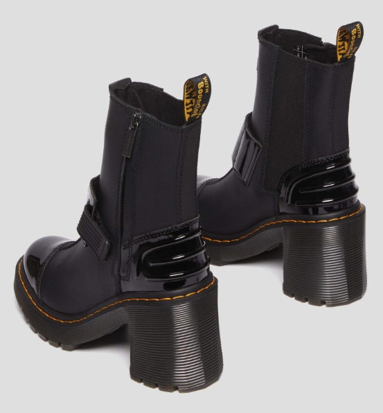Bottes Dr. Martens Gaya Chelsea à Talons - Noir Verni - Taille 8 US / 39 EU