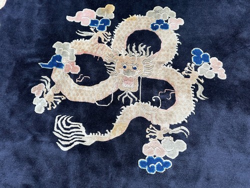 8x8ft Round Antique Peking Art Deco Rug Chinese Rug Dragons 244cm x 244cm - Picture 5 of 11