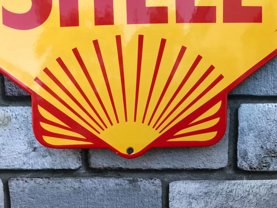 Shell Enamel Sign Garage Sign Bar Sign Man Cave - Image 4 of 4