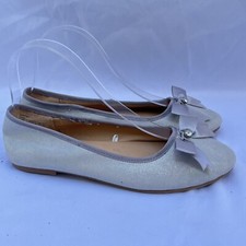 Badgley Mischka Ballet Flats Sz 5 Amber May Crystal Ribbon Silver Iridescent