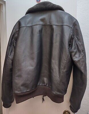 VINTAGE L.L. BEAN LEATHER BOMBER JACKET WOOL LINED BROWN 44 VINTAGE L.L. BEAN LEATHER BOMBER JACKET WOOL LINED BROWN 44