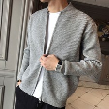 Men Autumn Sweater Coat Knitwear Zip Up Sweater Cardigan Trendy Jacket Top