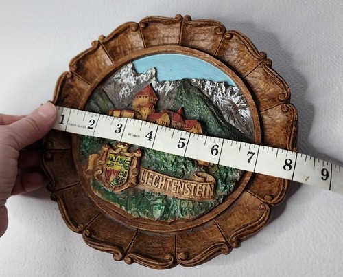 Leichtenstein Carved Wood Look 3D Hand Painted Wall Hanging Colored Plate Decor - Picture 3 of 4