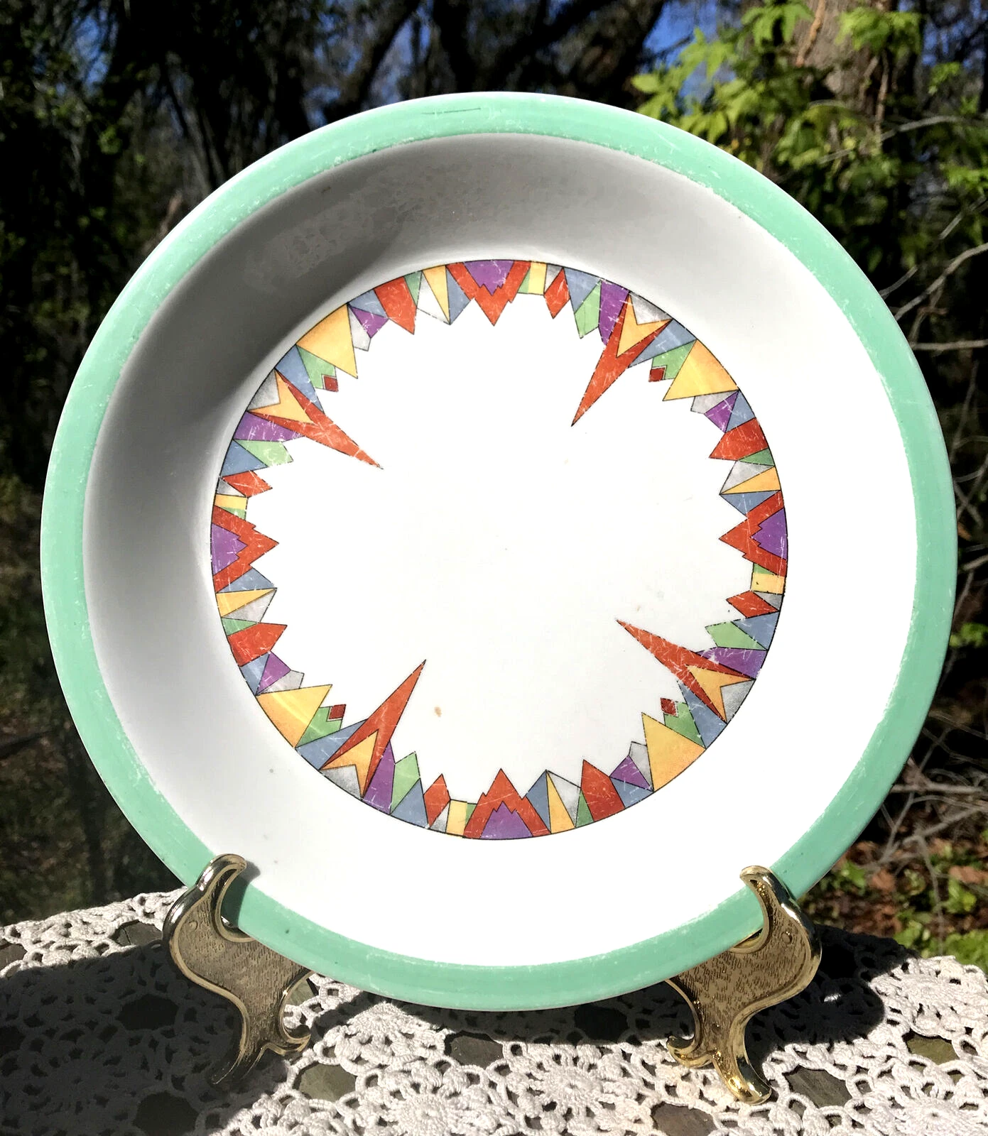 Vintage Hall China Chrysler Art Deco Pie Plate Ceramic Pie Dish Forman Bros. Inc